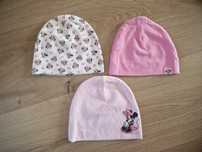 3 czapeczki dziewczęce Myszka Minnie roz. 3-6M