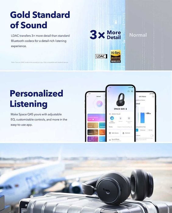 Навушники Anker SoundCore Space Q45 Black/White LDAC aptX BT5.3