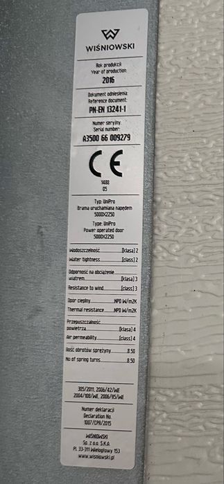 Brama garażowa Wiśniowski UniPro 5000x2250 z napędem