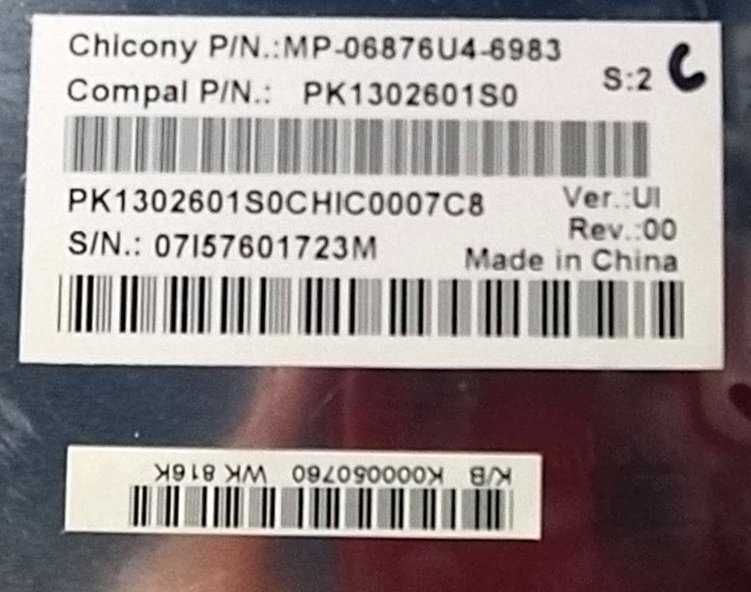 TOSHIBA Klawiatura srebrna  A500 L350 P200 MP-06876U4
