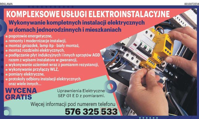 Elektryk, usługi elektryczne, instalacje elektryczne
