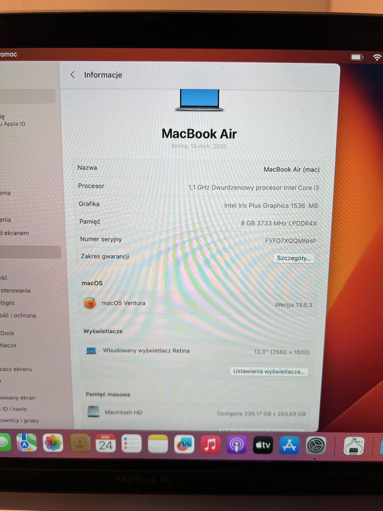 Apple Macbook Air 13 2020r 39 cykli okazja