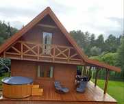 Mazury , domki całoroczne - Wzgórza Dybowskie balia z jacuzzi , sauna