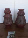 Jarros em cerâmica provenientes de tribo indígena brasileira, 30cm