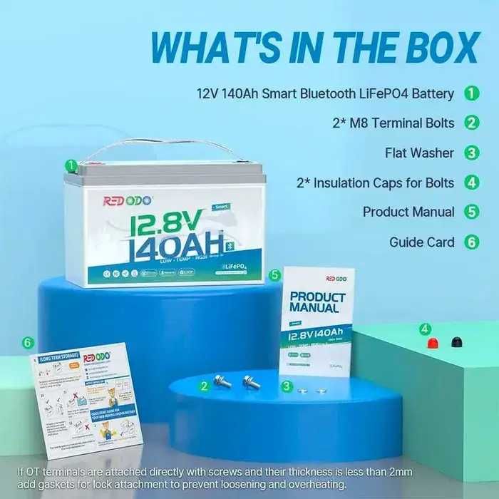 Акумулятор Lifepo4 Redodo акумуляторна батарея 12V 140Ah Bluetooth
