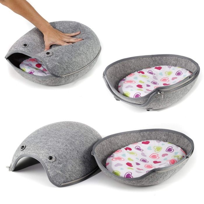 cama de gato Igloo, gatos de estimação, cão pequeno, lavavel , cinza