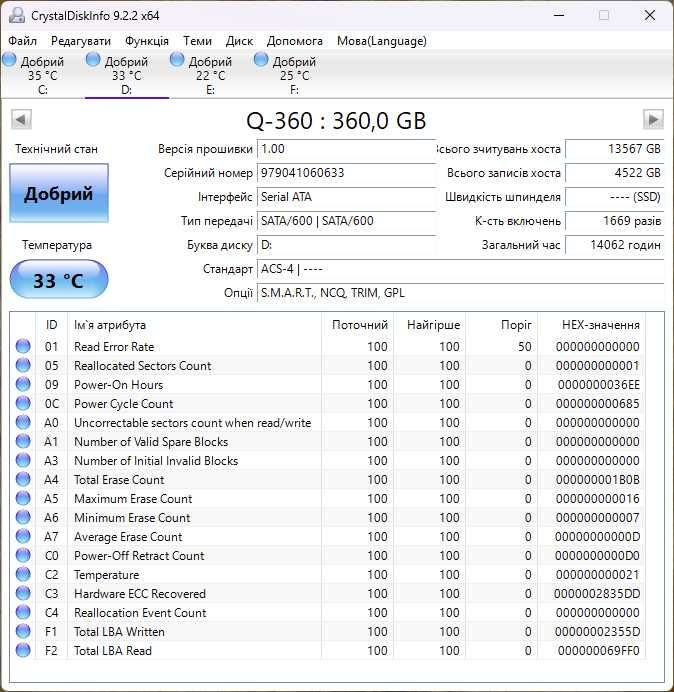 SSD диск 360GB KingSpec (SATA3 \ 2.5") для ПК \ ноута.