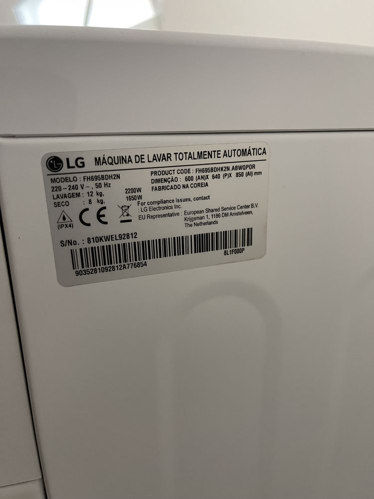 Máquina Lavar e Secar LG FH695BDH2N 12kg / 8kg + Twinwash F8K5XN3 2kg