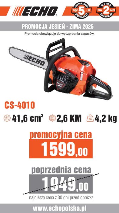 Pilarka spalinowa ECHO CS-4010 promocja !