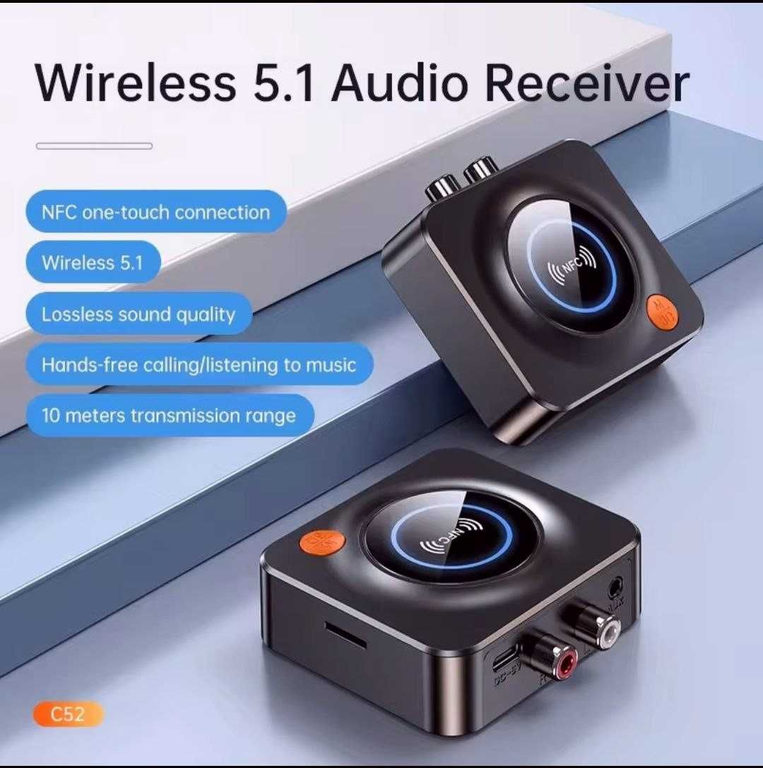 Bluetooth 5.1 Адаптер C52 с NFC AUX 3.5 мм RCA TF-карта для компьютера