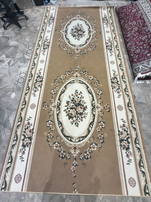 Бежевий килим з малюнком, плотний, коврик в кімнату 2*4м