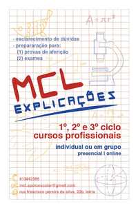 MCL Explicações,Leiria ( perto  Av Marquês Pombal)
