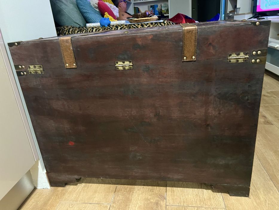 Baú ilustrado com muita arrumação