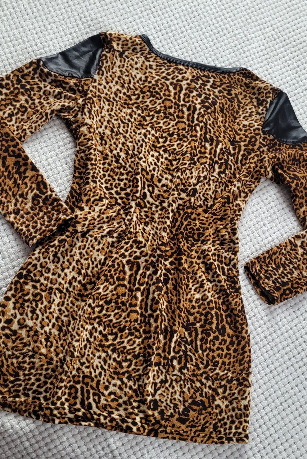 Panterkowa bluzka tunika długie rękawy animal print