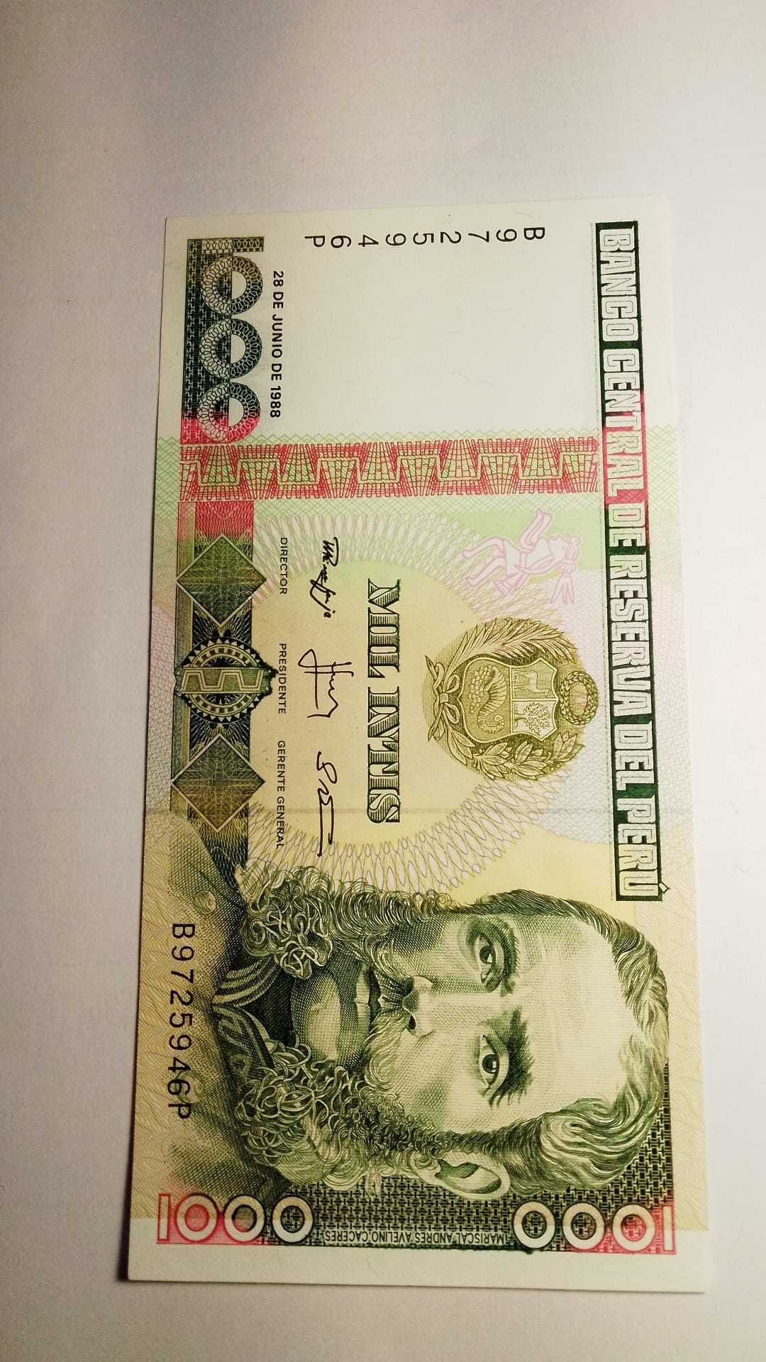 Nota de 1000 Intis do Peru