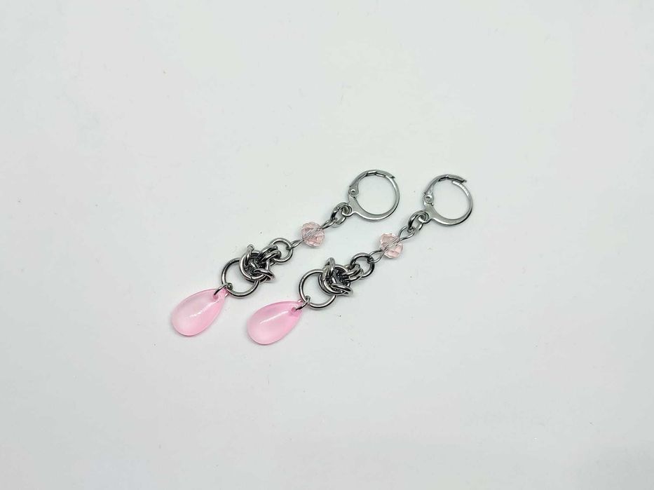 Kolczyki Stal Chirurgincza 304 Szklane koraliki chainmail chainmaille