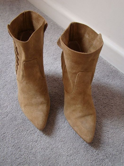 ZARA skóra dwoina BOTKI camel KOWBOJKI 37