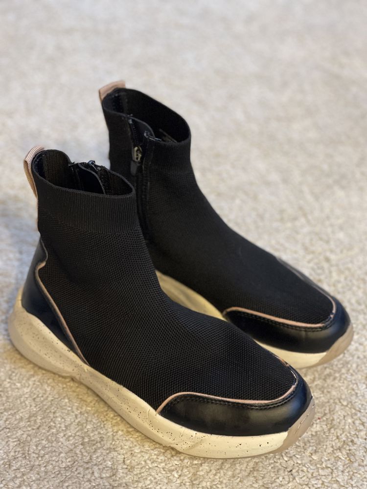 Buty Zara elastyczne czarne, botki skarpetowe, r. 36