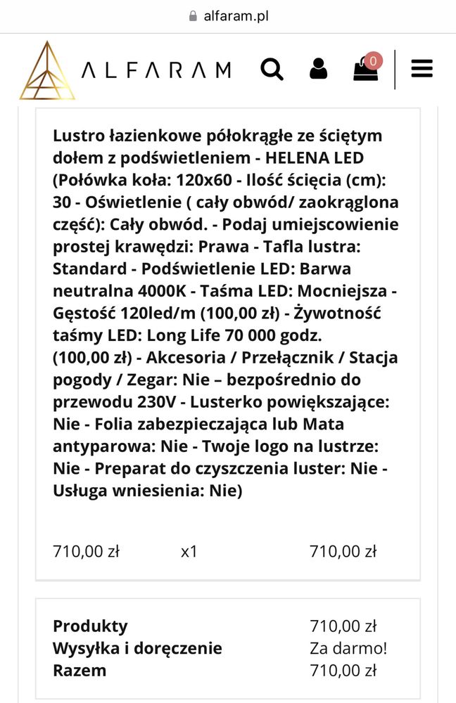 Lustro led Nowe.