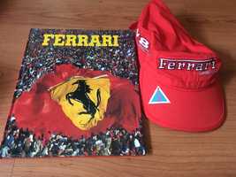 F1 Ferrari livro Enzo Ferrari e chapéu v8 oficial Schumacher