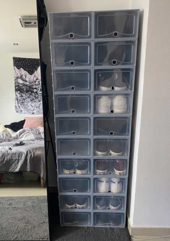 Pudełka szare 10 sztuk modułowe na buty ubrania organizery