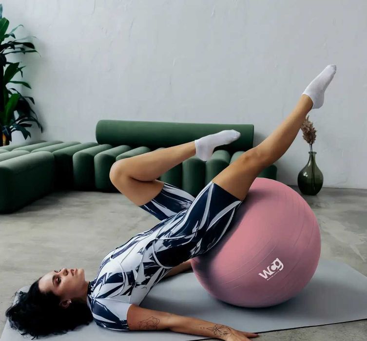 М'яч для фітнесу (фітбол) WCG 55 Anti-Burst 250кг Pale Pink + насос