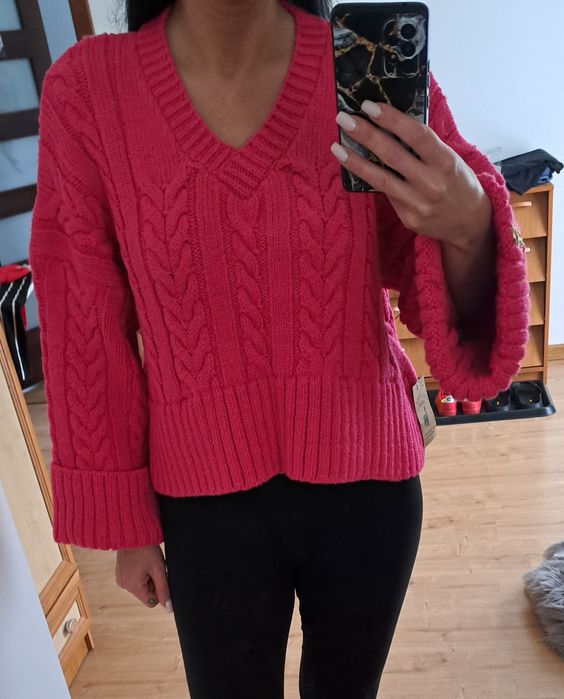 Piękny gruby sweter alpaka wełna LE MARLE