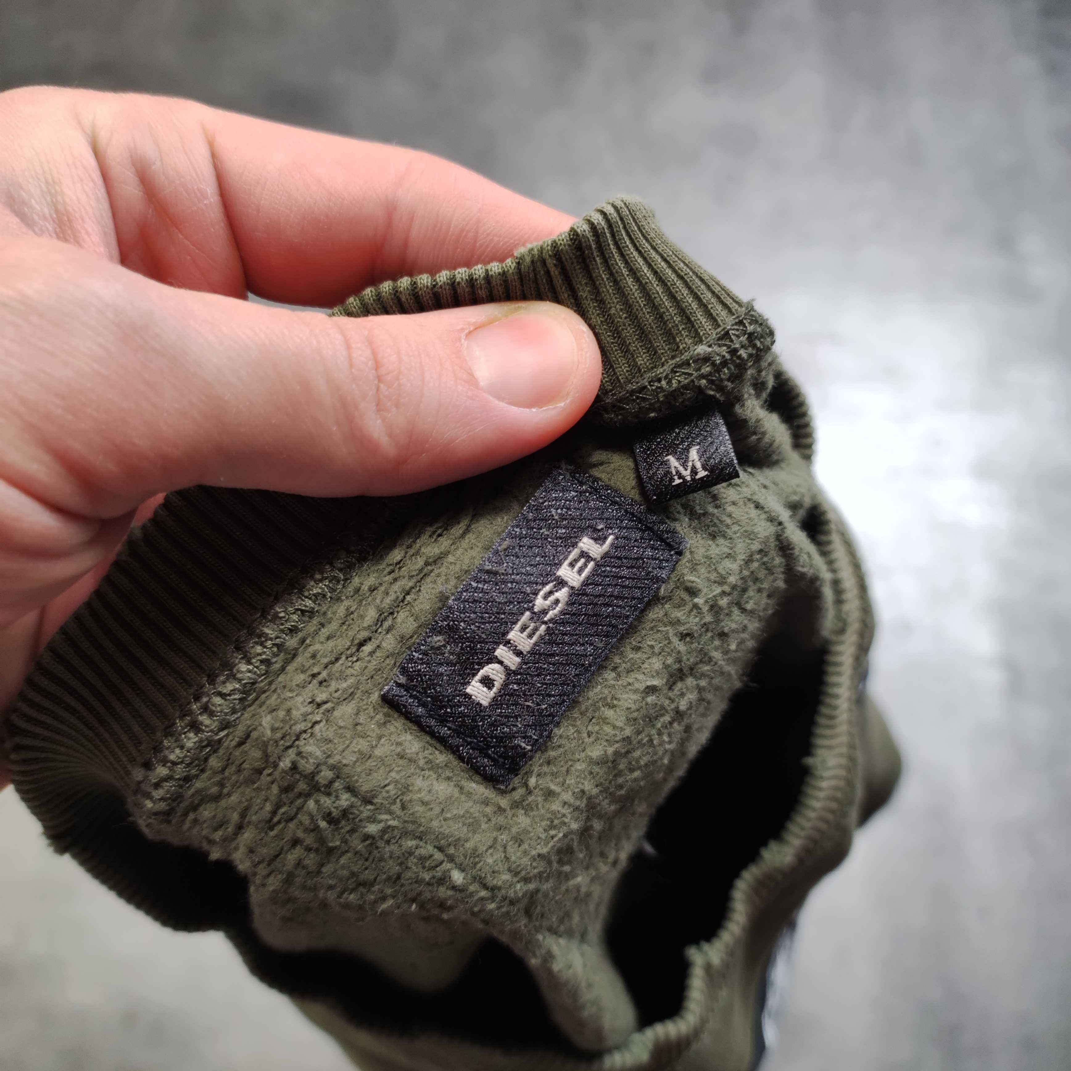 MĘSKA Oliwkowa PREMIUM Bawełna Bluza Duże Logo Diesel CO Naszywka Haft