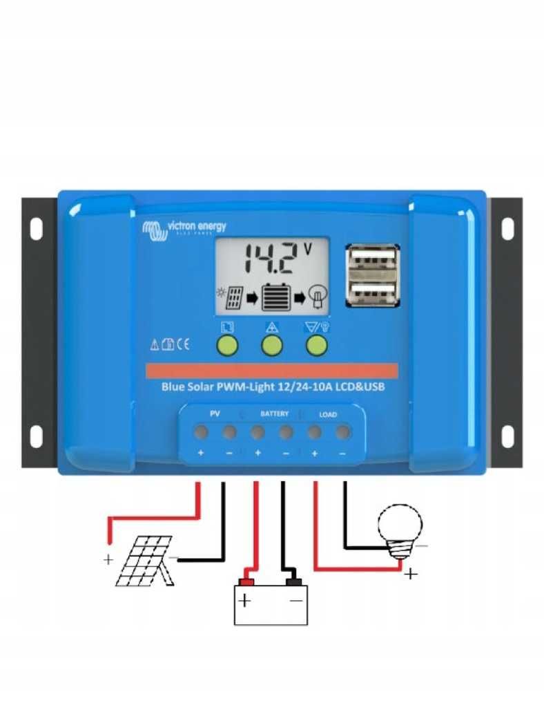 Kontroler Ładowania BlueSolar PWM-LCD&USB 12/24V-10A