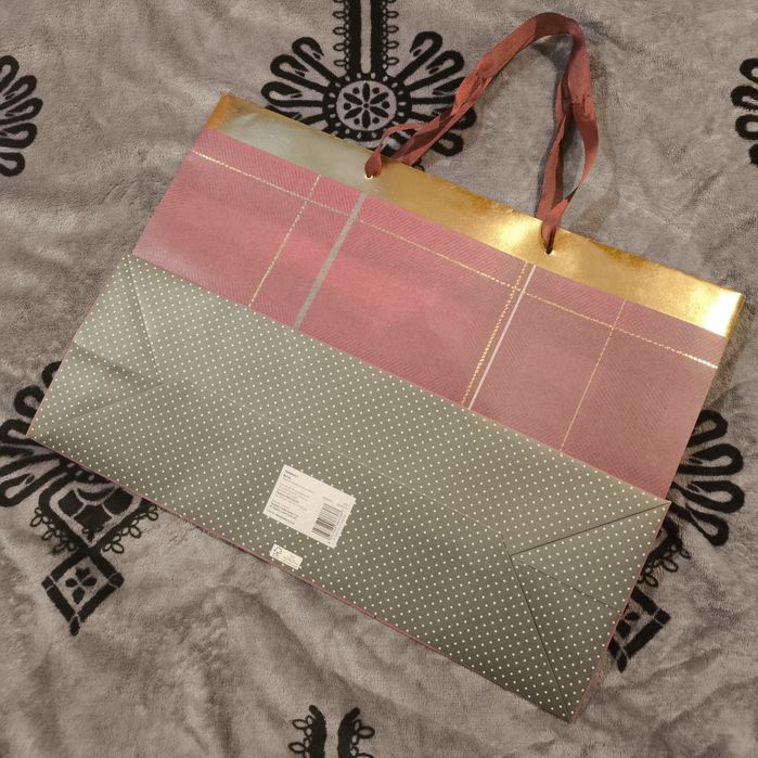 Torba na prezent krata 46x33x17 cm Boże Narodzenie Sylwester Nowy Rok