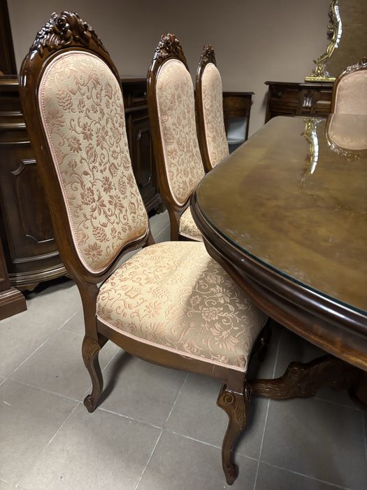 Piękny Włoski Stół 240 cm 8 Krzeseł / Foteli Meble Stylowe Italy