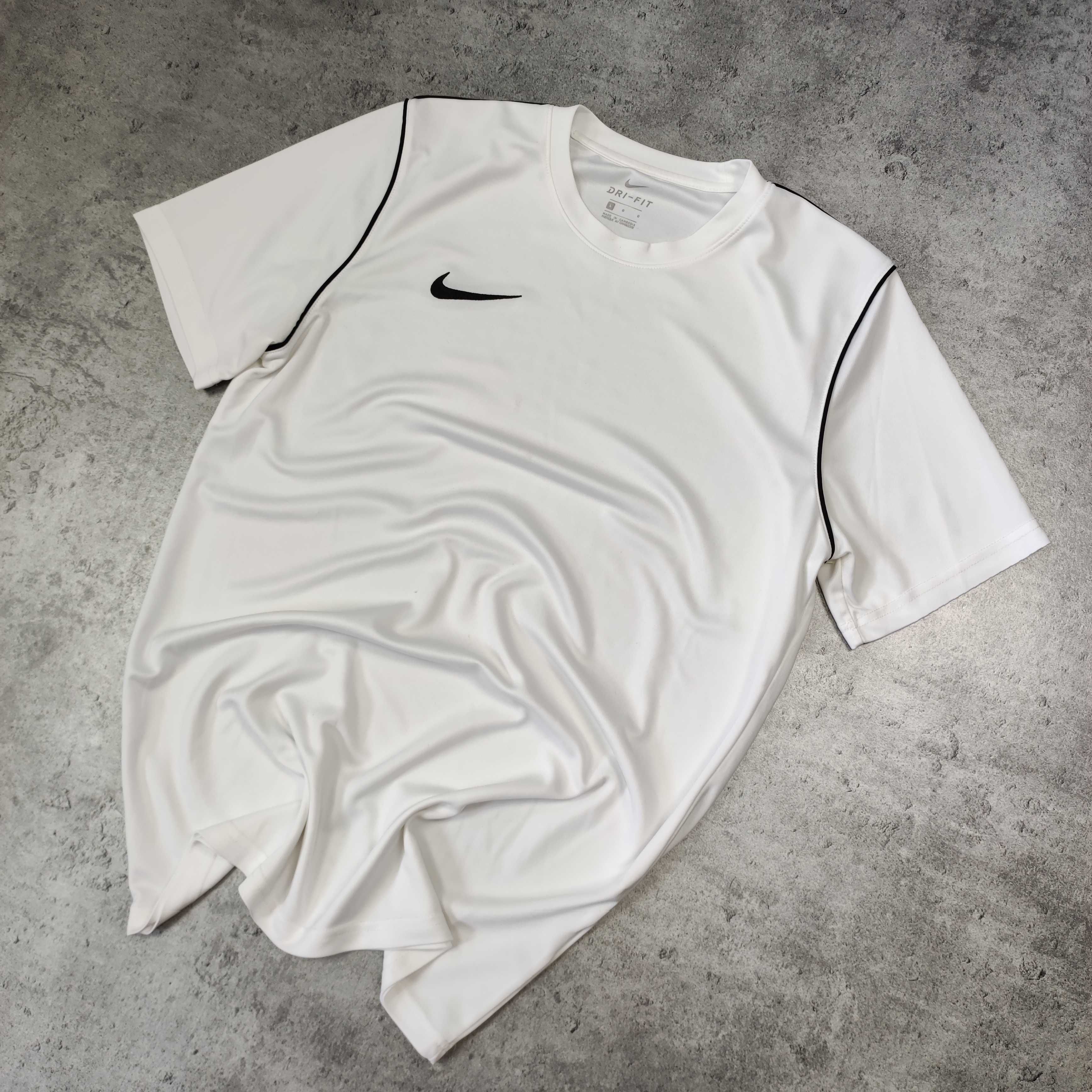 MĘSKA Koszulka Sportowa Biała z Małym Logo Haft Nike Biegowa Siłownia