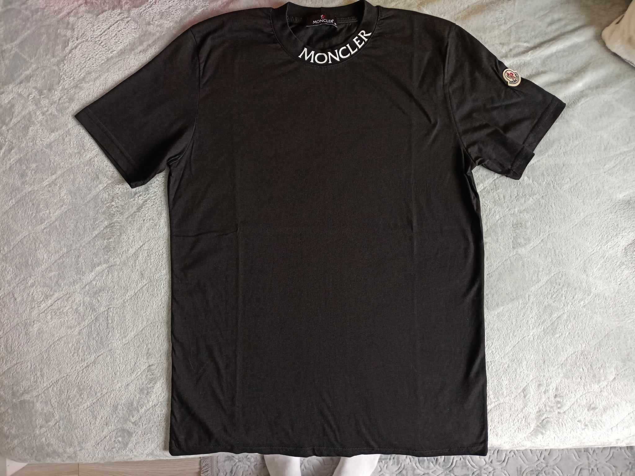 Męski t-shirt/koszulka Moncler czarny, rozmiar z metki XL (bardziej L)