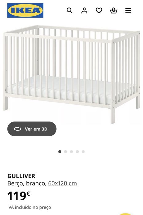 Berço ikea, branco, 60x120cm