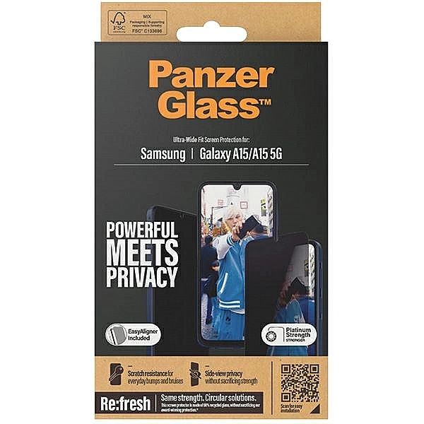 Szkło hartowane PanzerGlass Ultra-Wide Fit prywatyzujące z pozycjonere