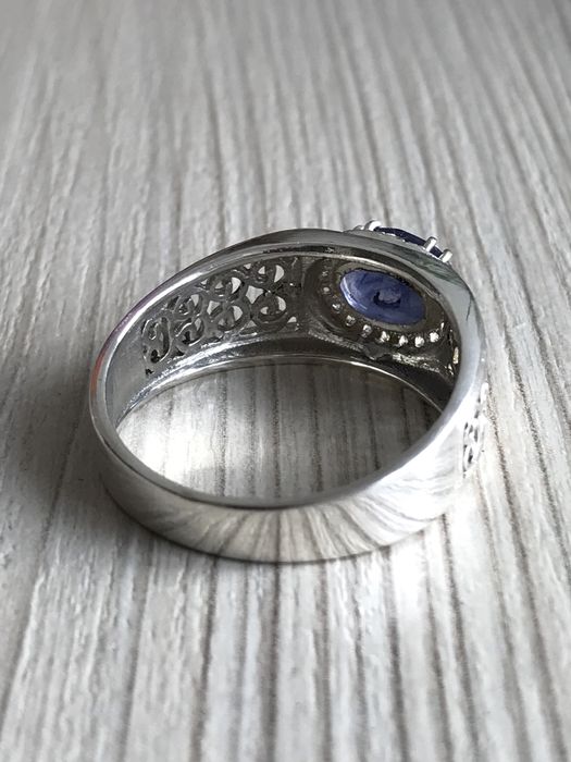 Кольцо перстень сапфир серебро