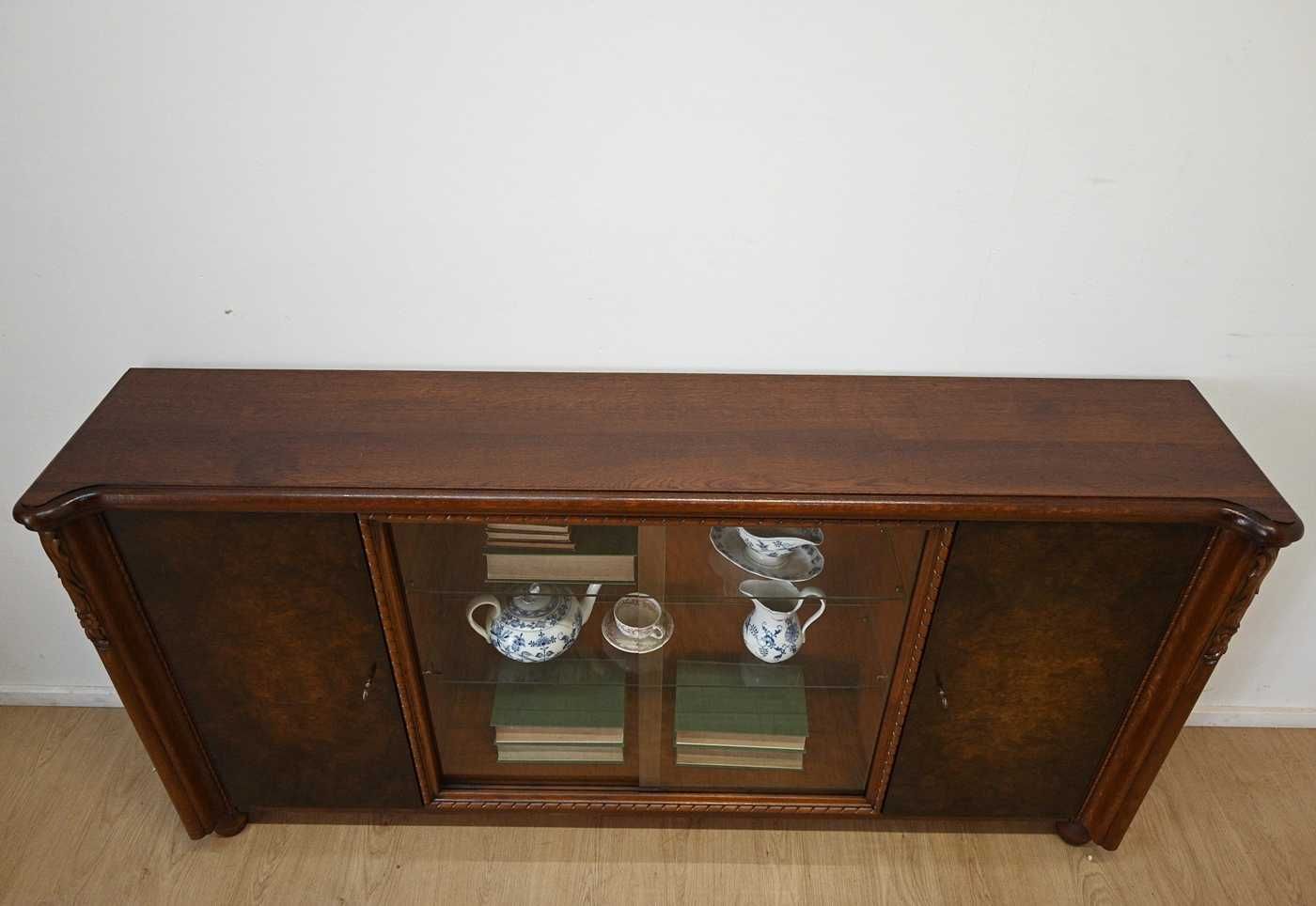 stara komoda witryna z suwanymi szybami 022703