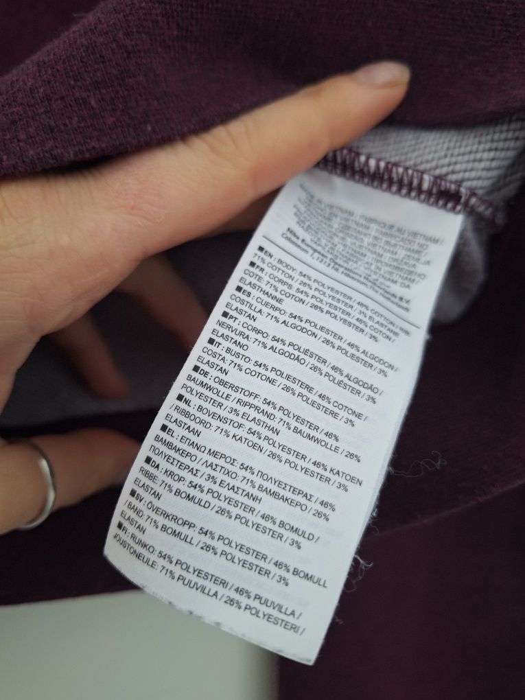 Burgundowa fioletowa bluza nike crop top oversize