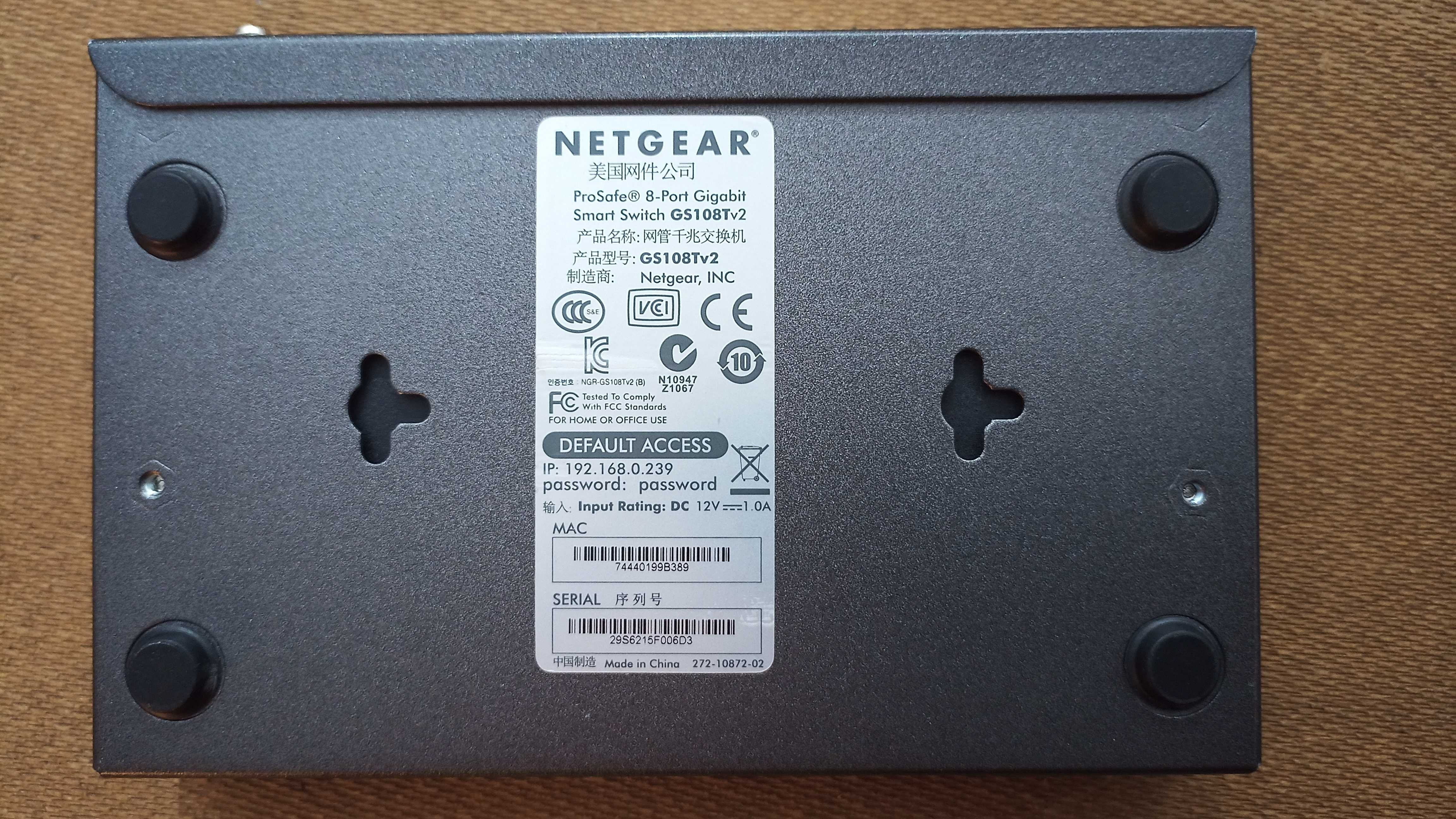 Switch Gigabit 8 portas Netgear ProSafe GS108Tv2 c/ PoE e gestão