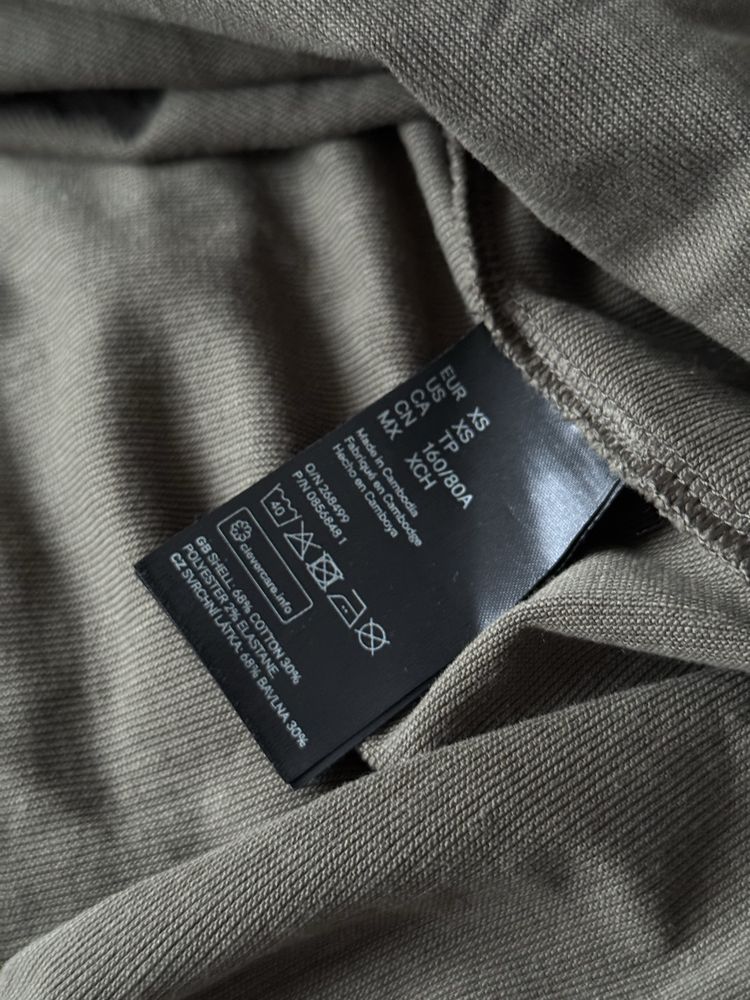 Luźna sukienka z bufiastymi rękawami H&M oliwkowa rozmiar XS