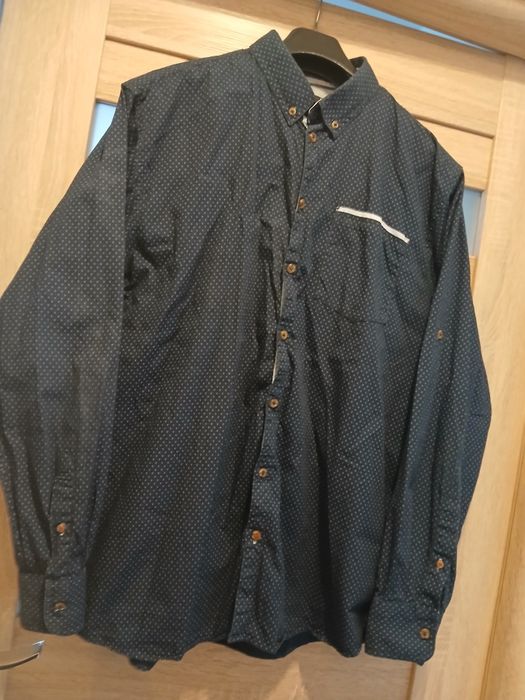 Męska granatowa elegancka koszula w łezki carry xxl stan idealny