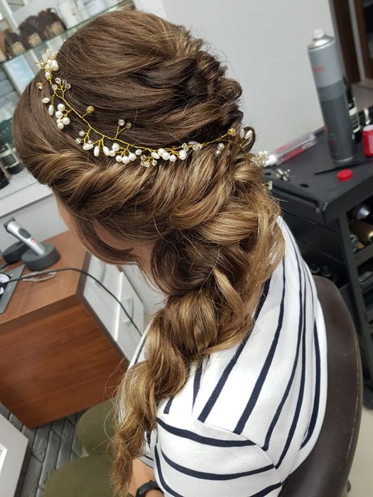 Złoto-biała ślubna ozdoba do włosów