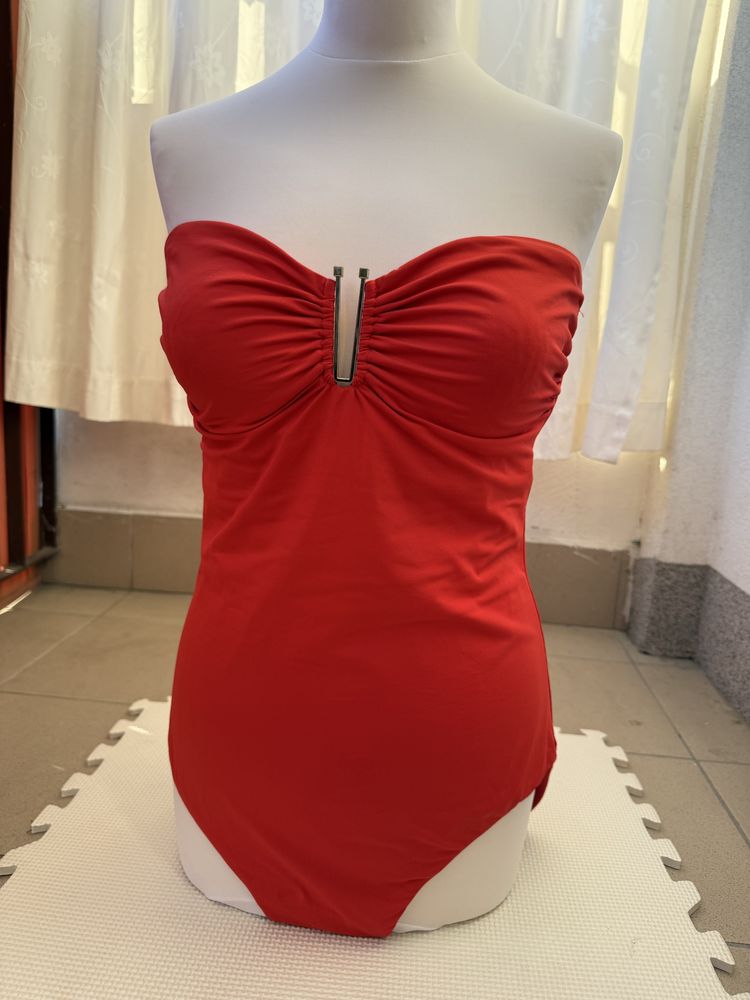 NEXT Czerwony strój kąpielowy jednoczęściowy 46 minimalist chic