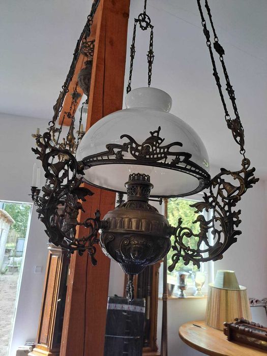 żyrandol lampa na naftę [ ANTYK ]