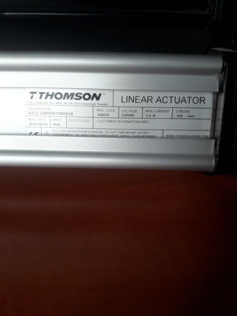 Siłownik liniowy elektryczny Aktuator  4500N /230v THOMSON