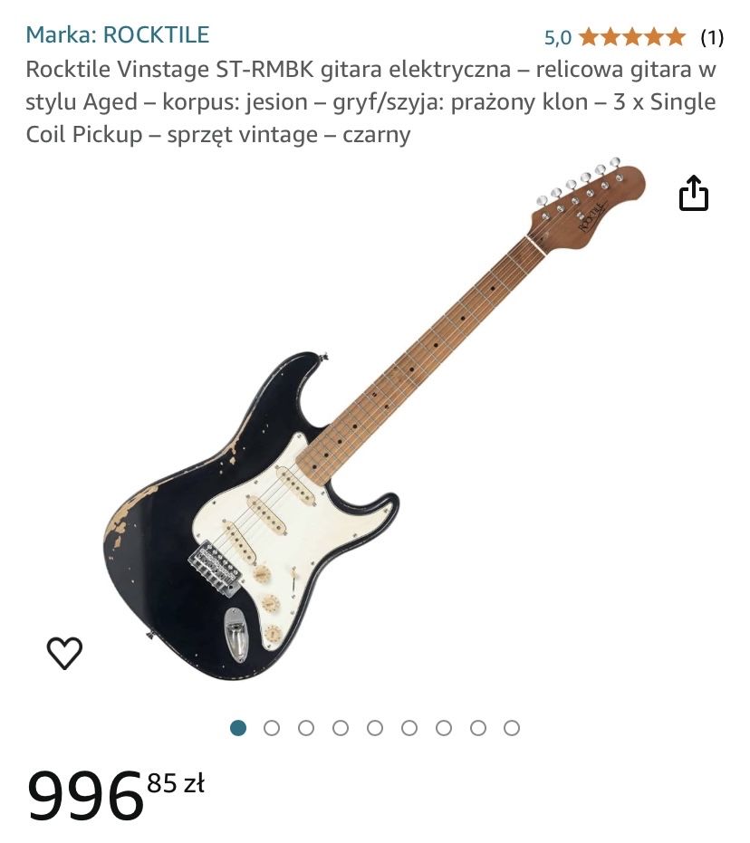 Rocktile Vinstage ST-RMBK gitara elektryczna, relicowa gitara Aged