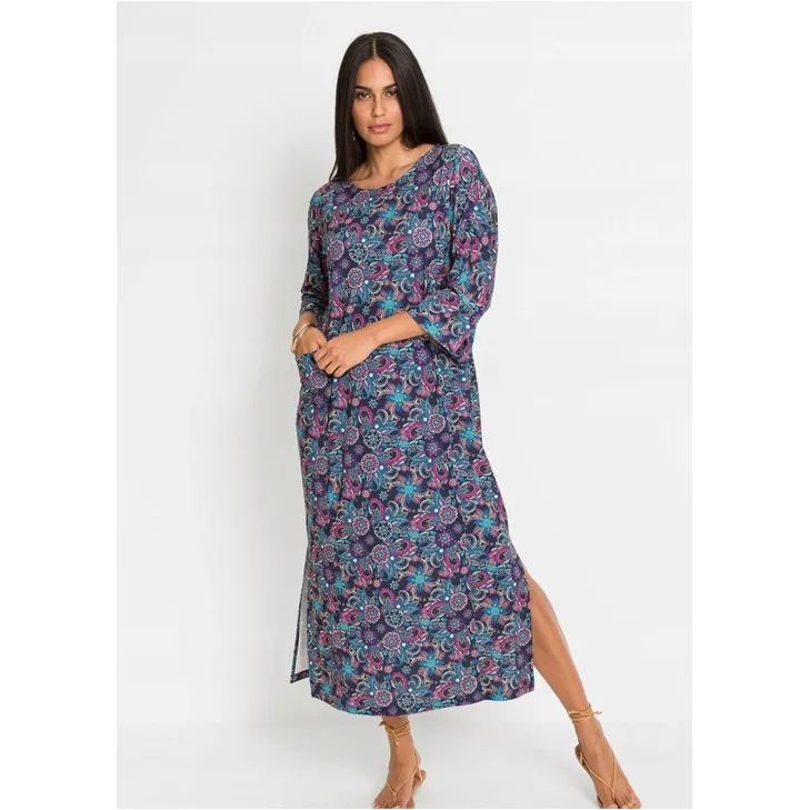 bonprix sukienka boho kwiaty wzór wiązanie midi 40-42