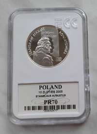 Srebrna moneta 10 zł z 2005 rok - Poniatowski - popiersie - grading