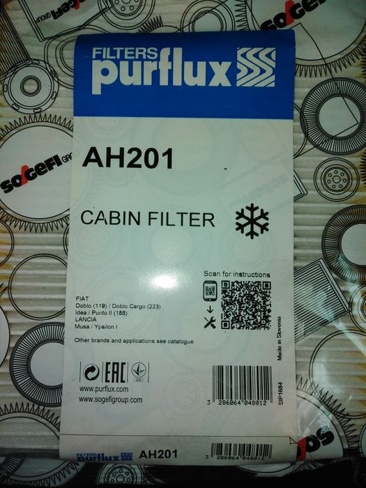 Filtr powietrza AH 201 purflux Fiat Doblo.