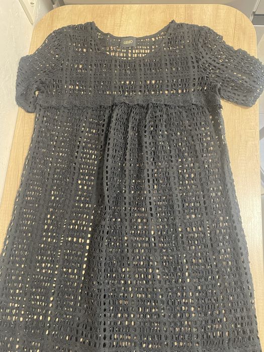 Чорна ажурна пляжна сукня туніка на розмір M-L